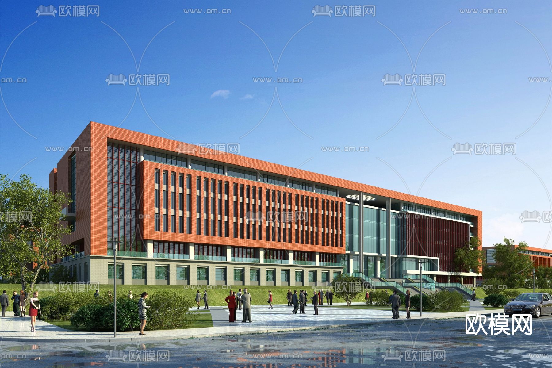 现代学校外观su模型下载_ID11693739_sketchup模型下载-欧模网