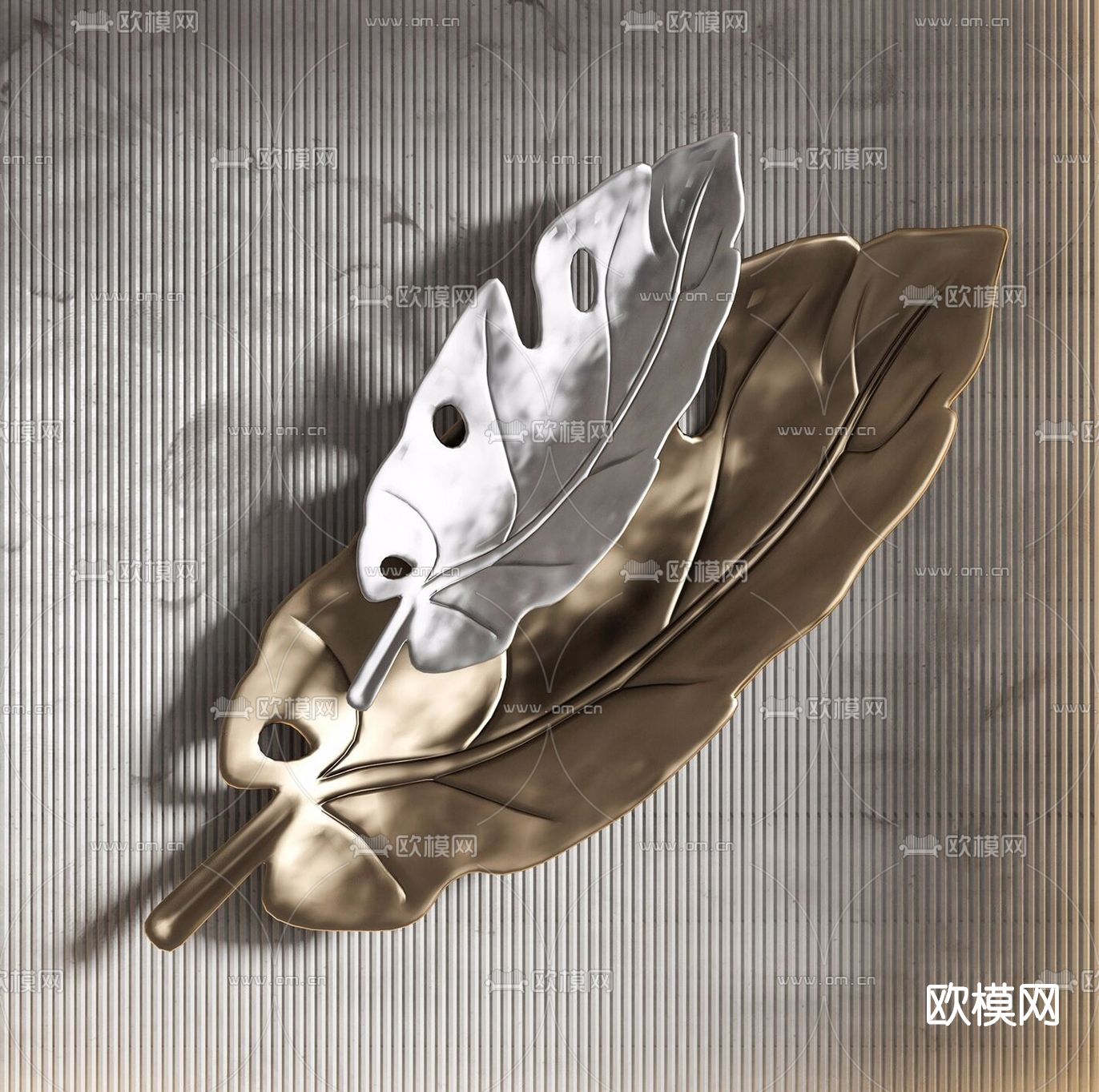 现代树叶墙饰挂件su模型