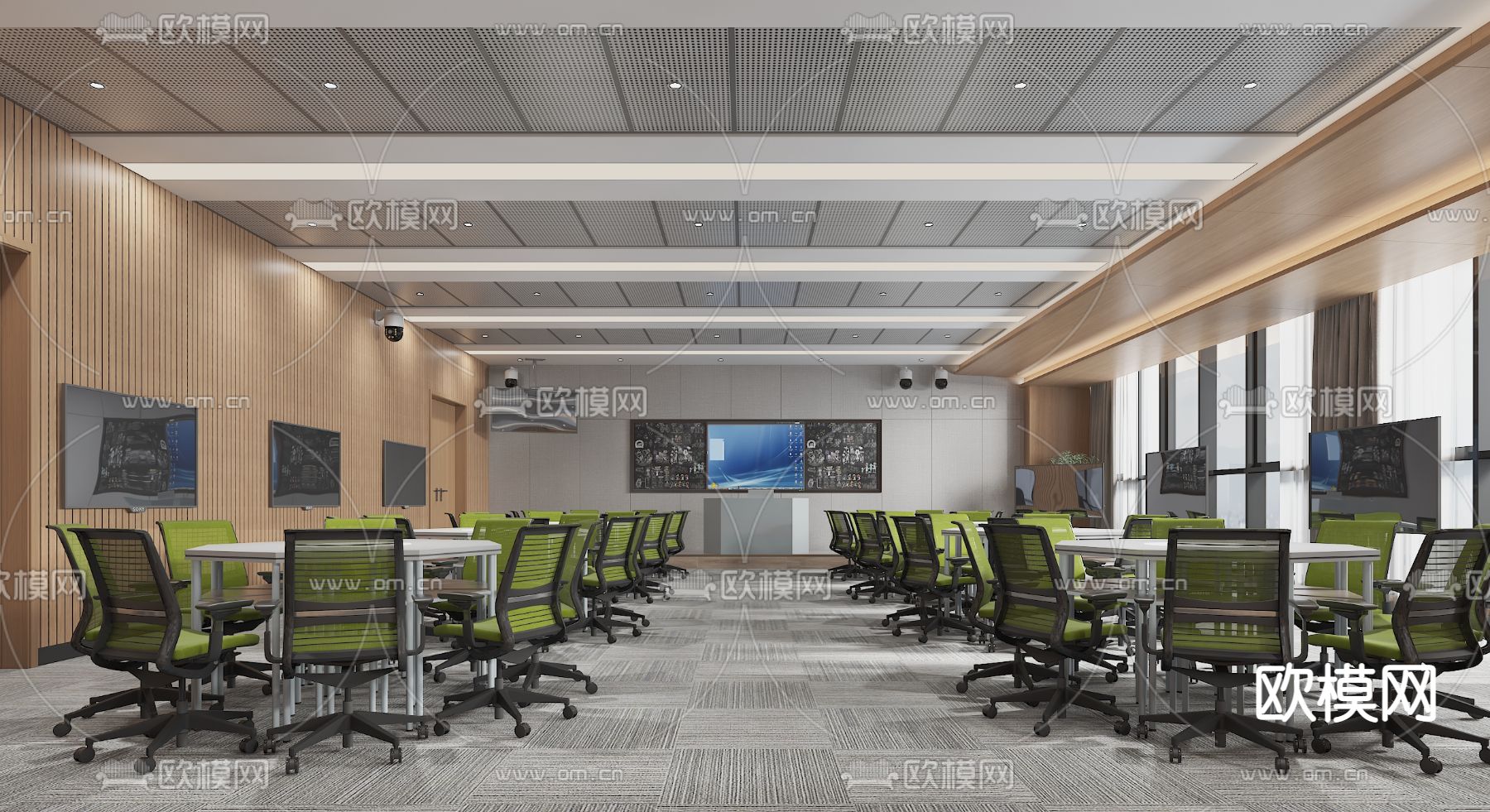 现代培训教室3d模型下载（渲染图1）