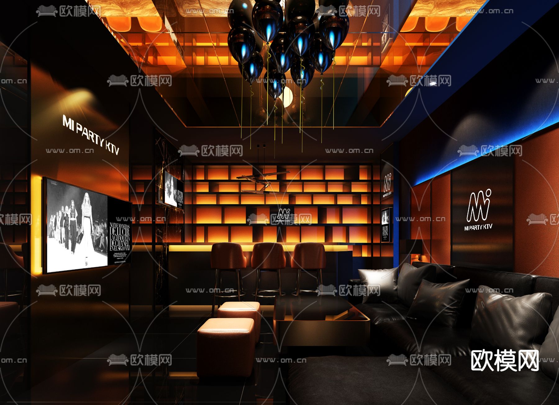 现代轻奢KTV包厢3d模型下载
