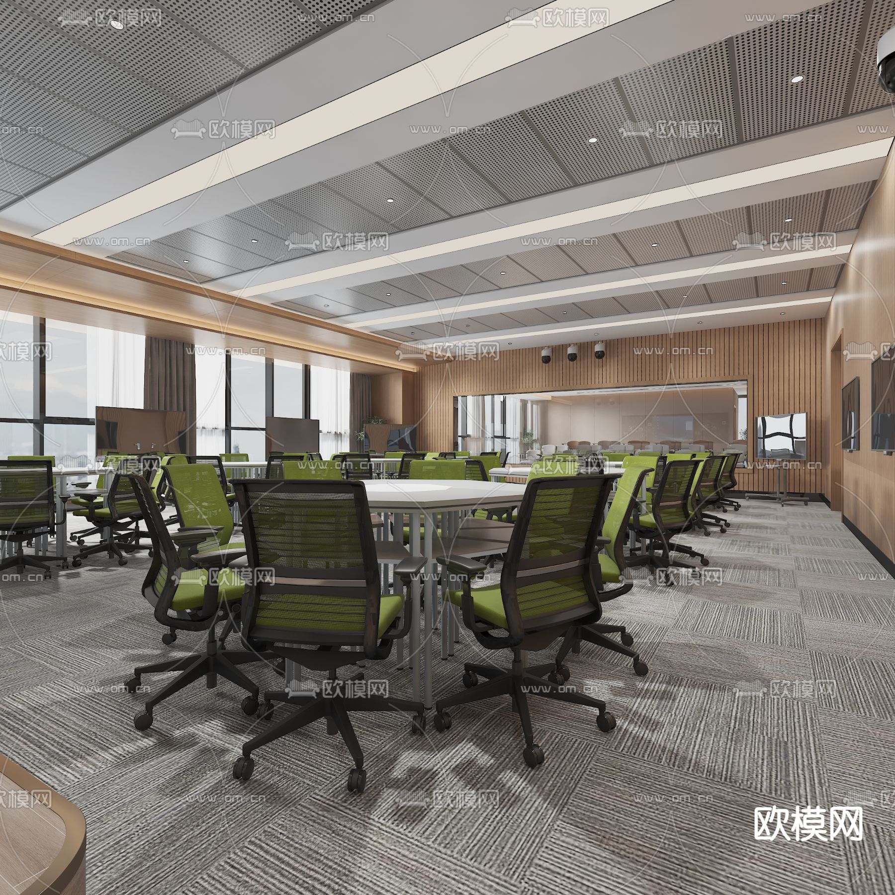 现代培训教室3d模型下载（渲染图2）