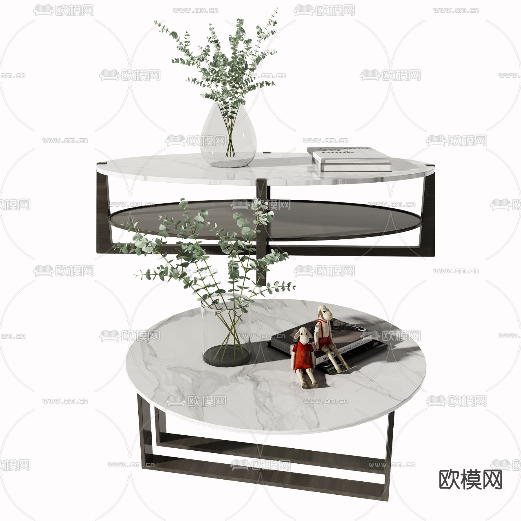 现代大理石茶几3d模型
