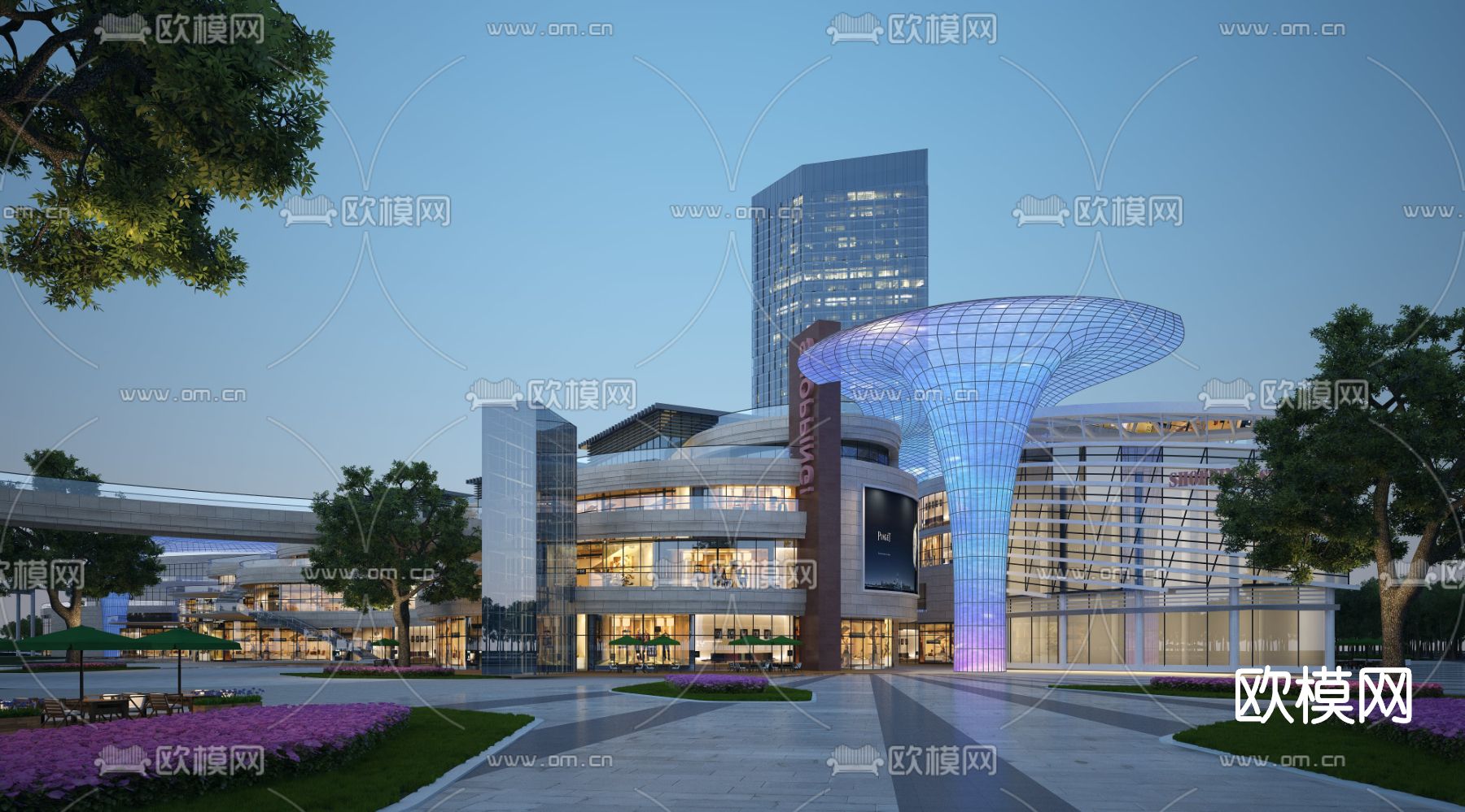 现代商业街su模型