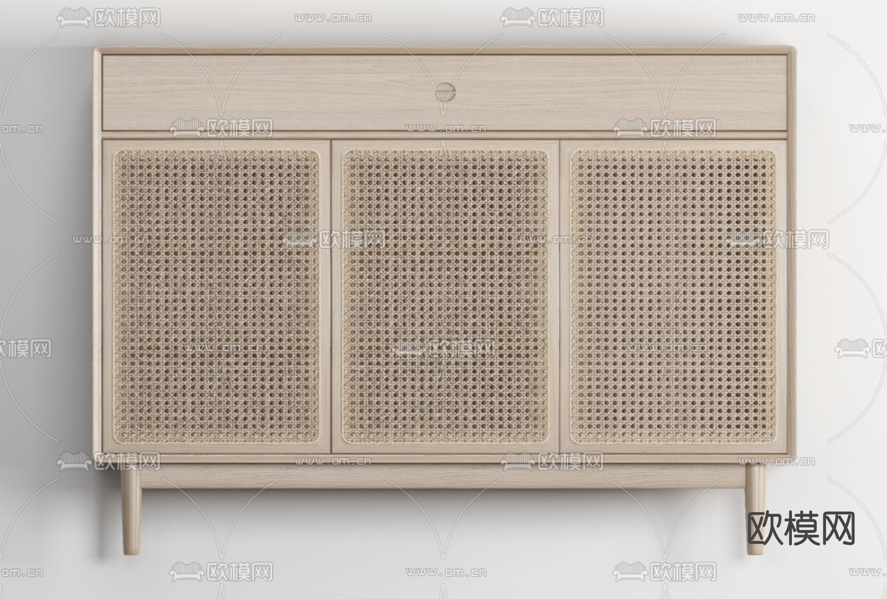 北欧藤编边柜免费3d模型下载