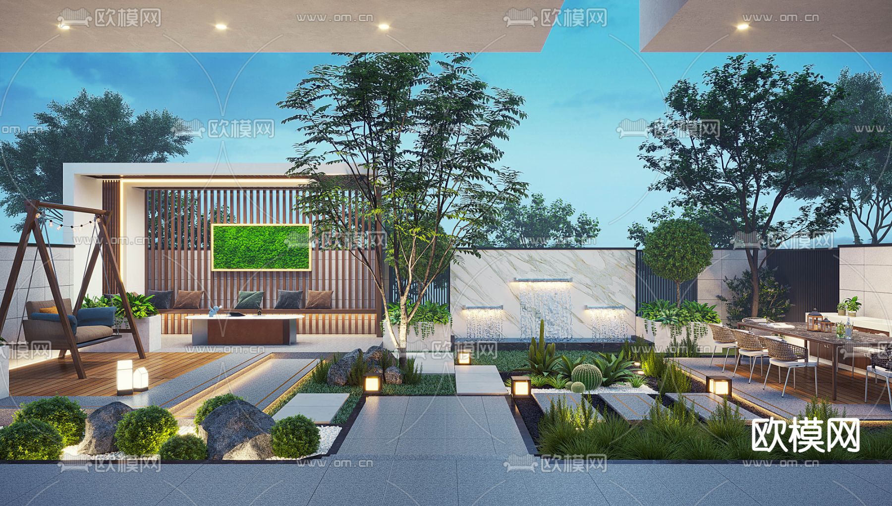 现代庭院花园3d模型
