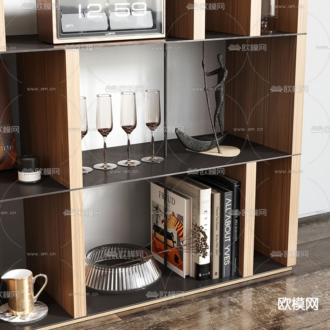 北欧实木装饰柜置物架3d模型