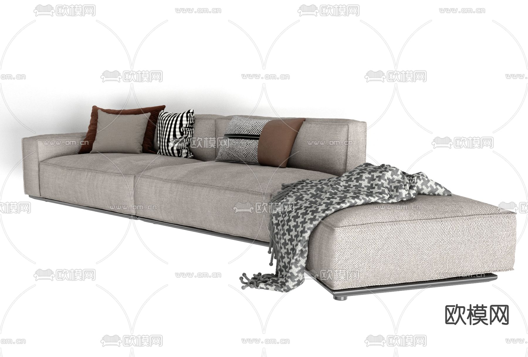 现代布艺多人沙发免费3d模型下载