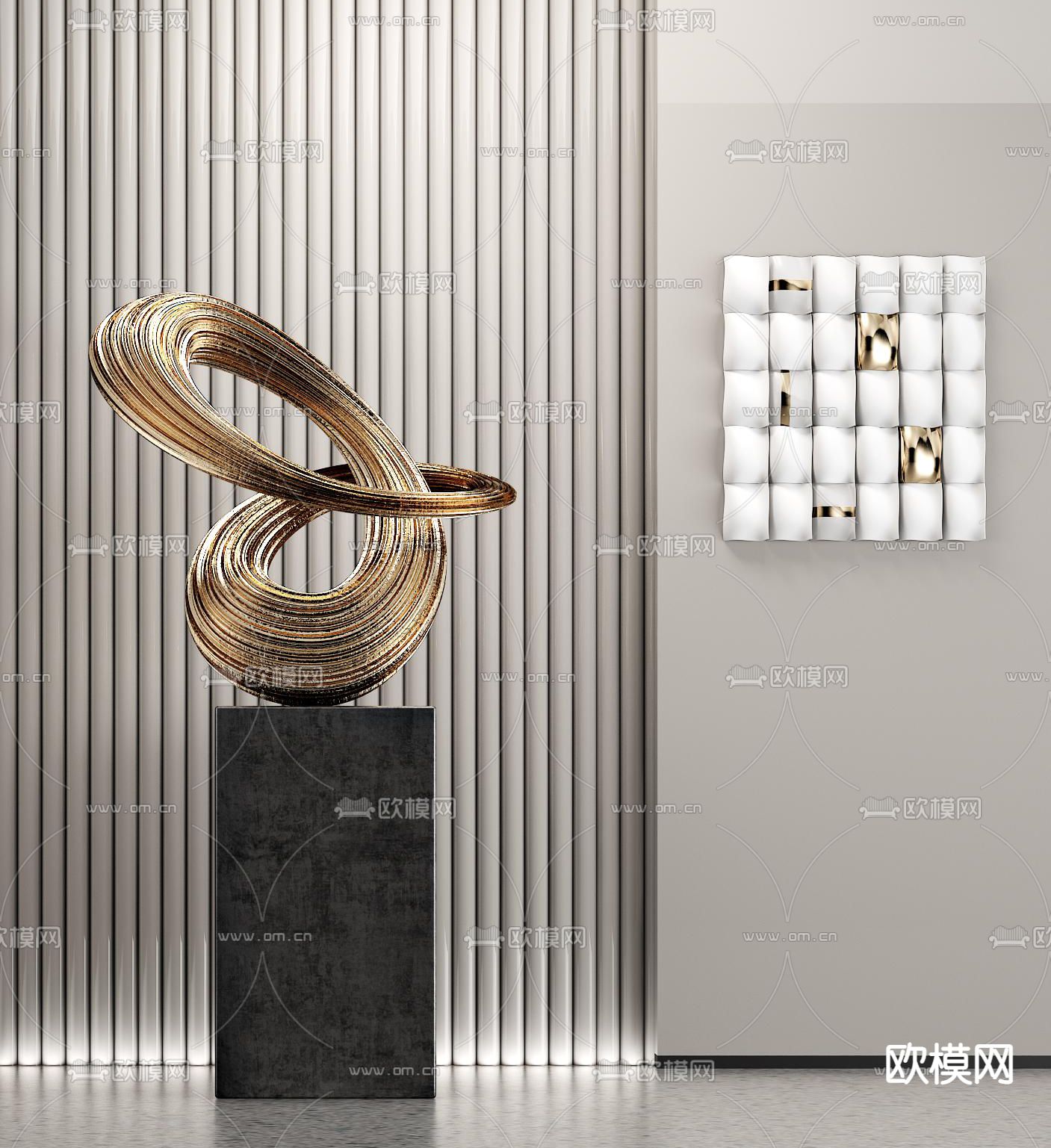 现代抽象雕塑摆件3d模型下载