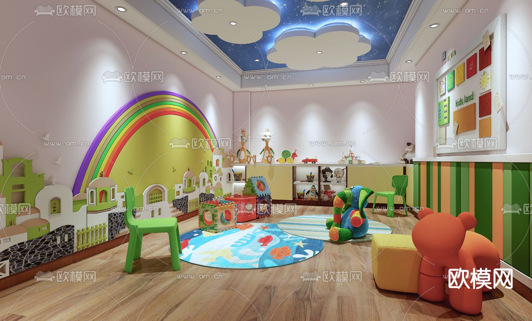 现代幼儿园教室3d模型
