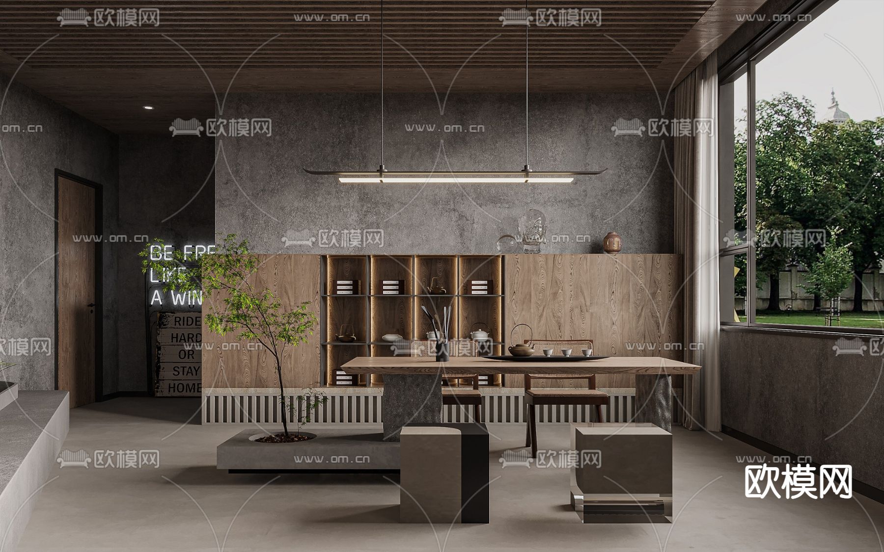 侘寂风茶室3d模型