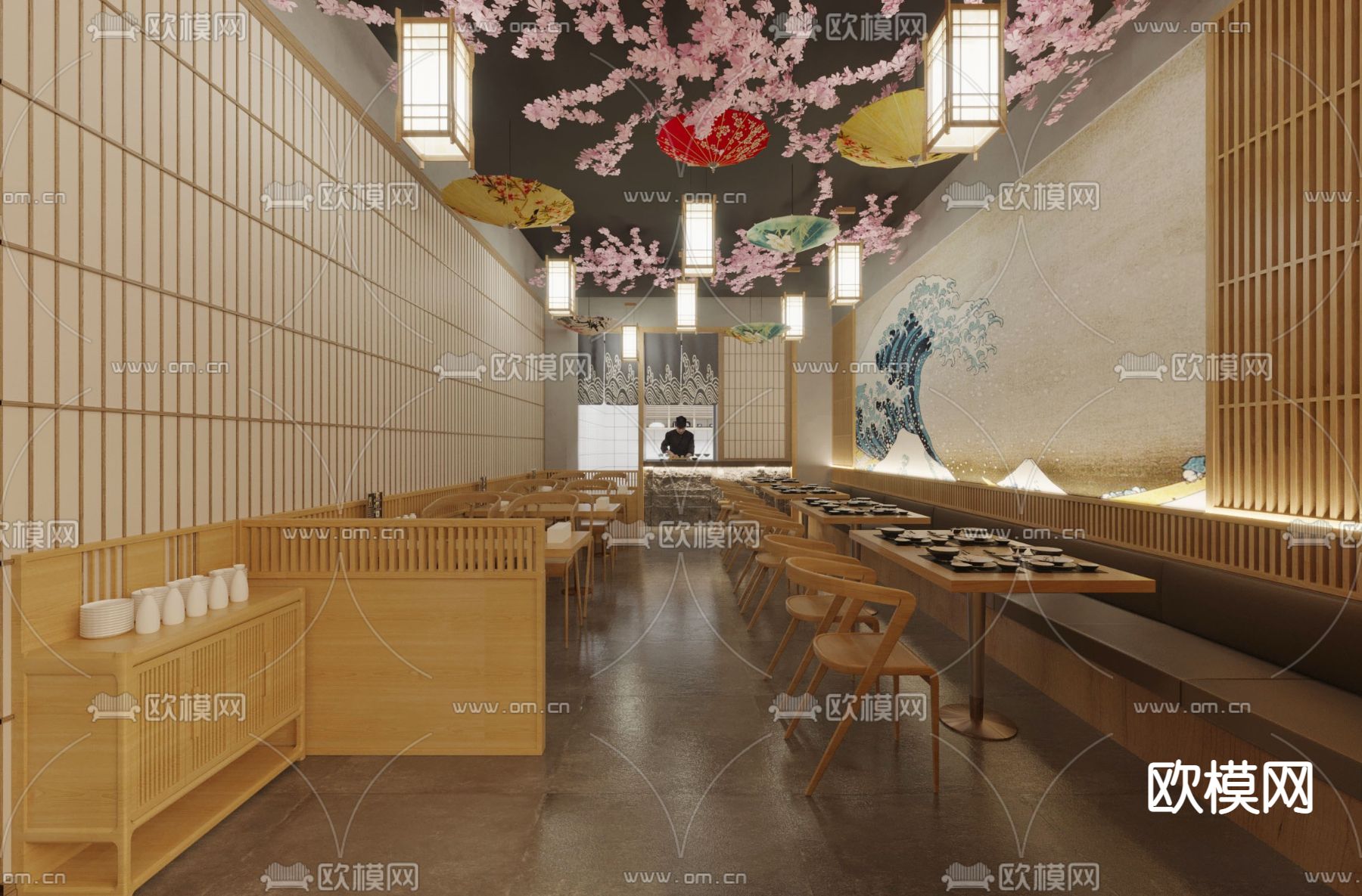日式寿司料理店3d模型