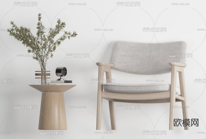 北欧实木休闲椅免费3d模型下载_ID11696691_3dmax免费模型-欧模网