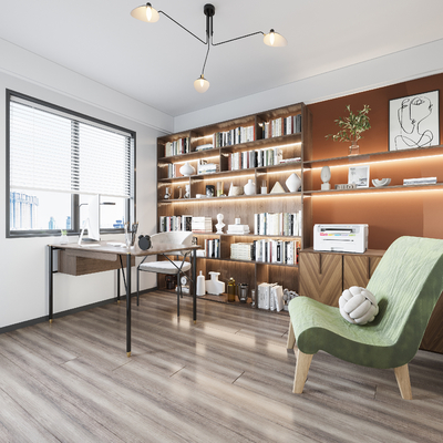 北欧3d书房模型-家装3d模型-3dmax模型免费下载-欧模网