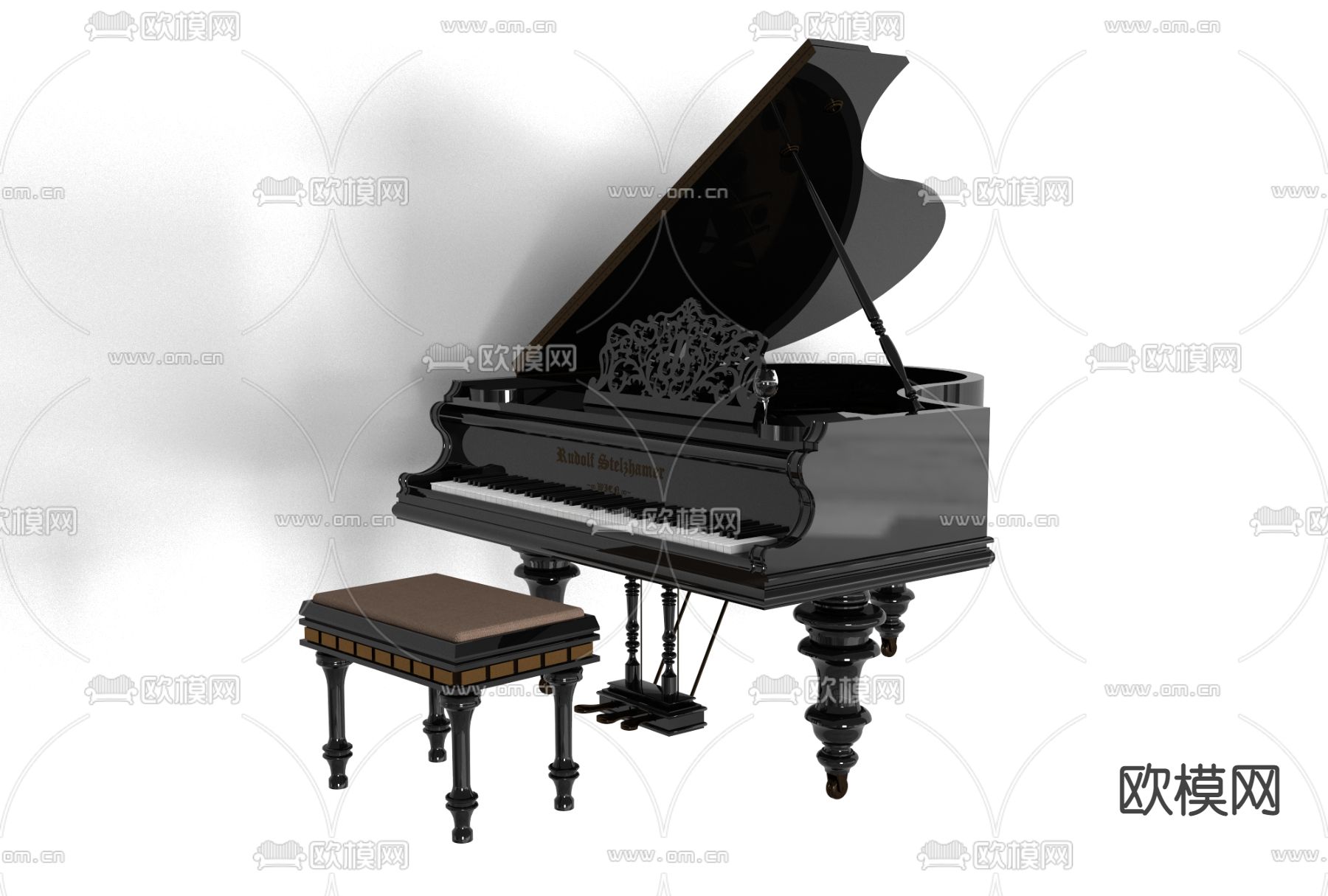 美式钢琴免费3d模型下载