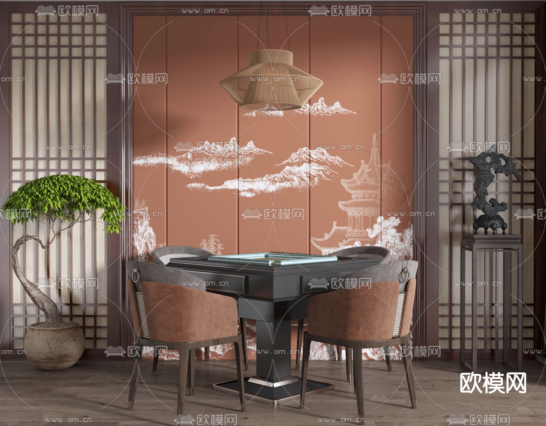 新中式全自动麻将机3d模型下载