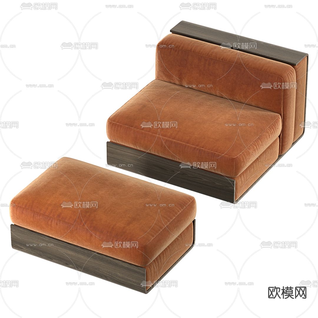 现代绒布多人沙发3d模型