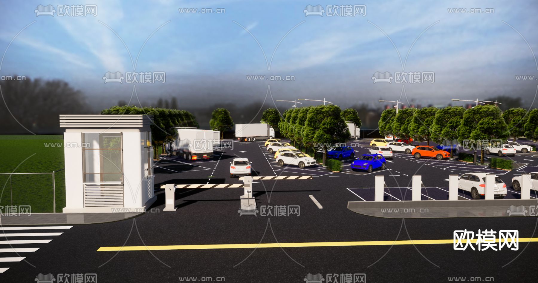 现代停车场su模型下载（渲染图3）