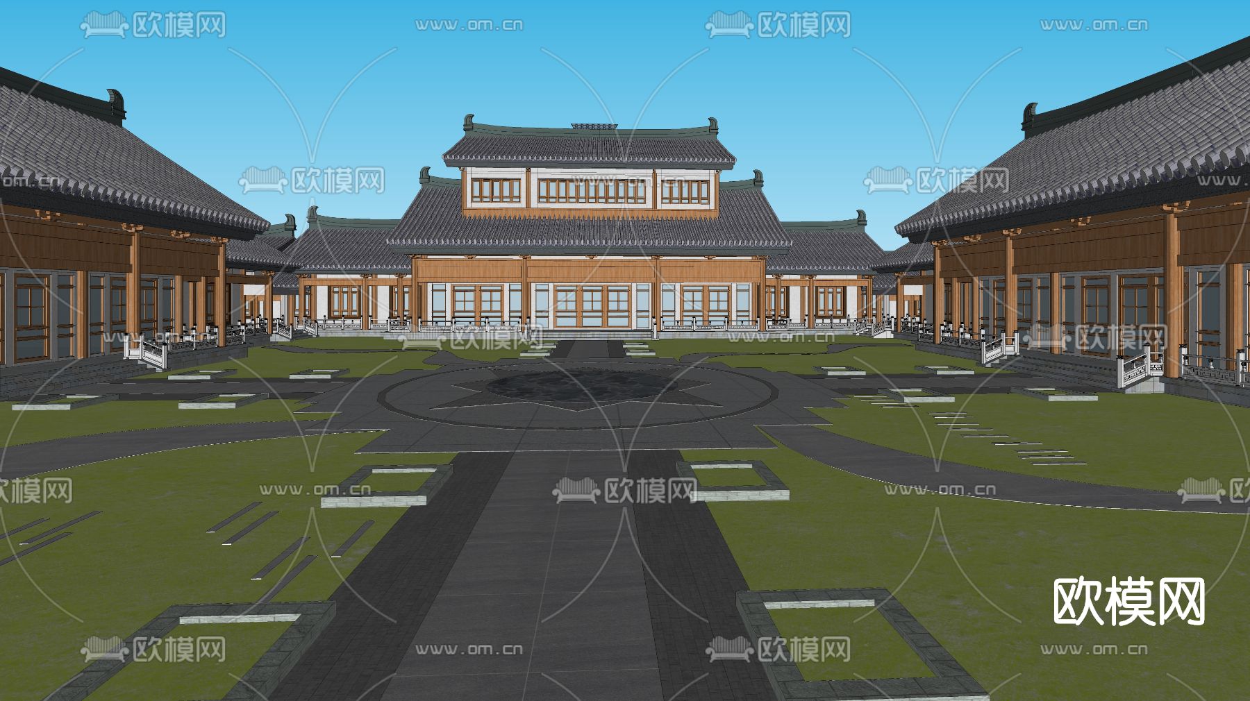 中式古建寺庙su模型