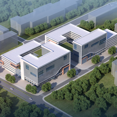  现代产业园鸟瞰su模型 