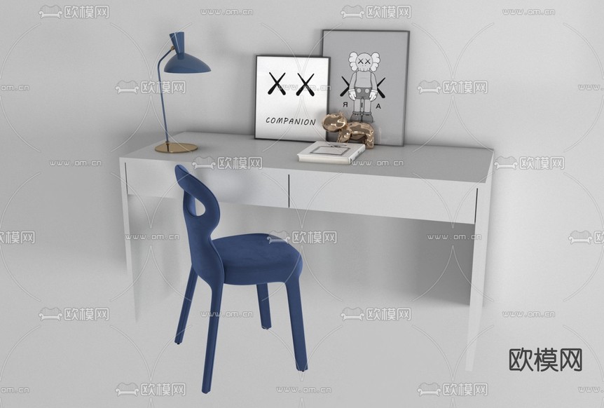 现代简约书桌椅免费3d模型下载_ID11696551_3dmax免费模型-欧模网
