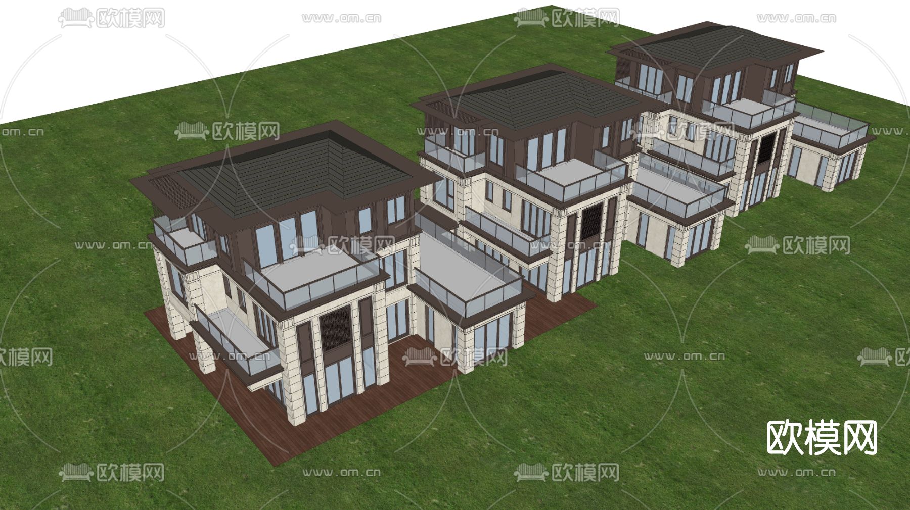 现代别墅外观su模型下载（渲染图3）