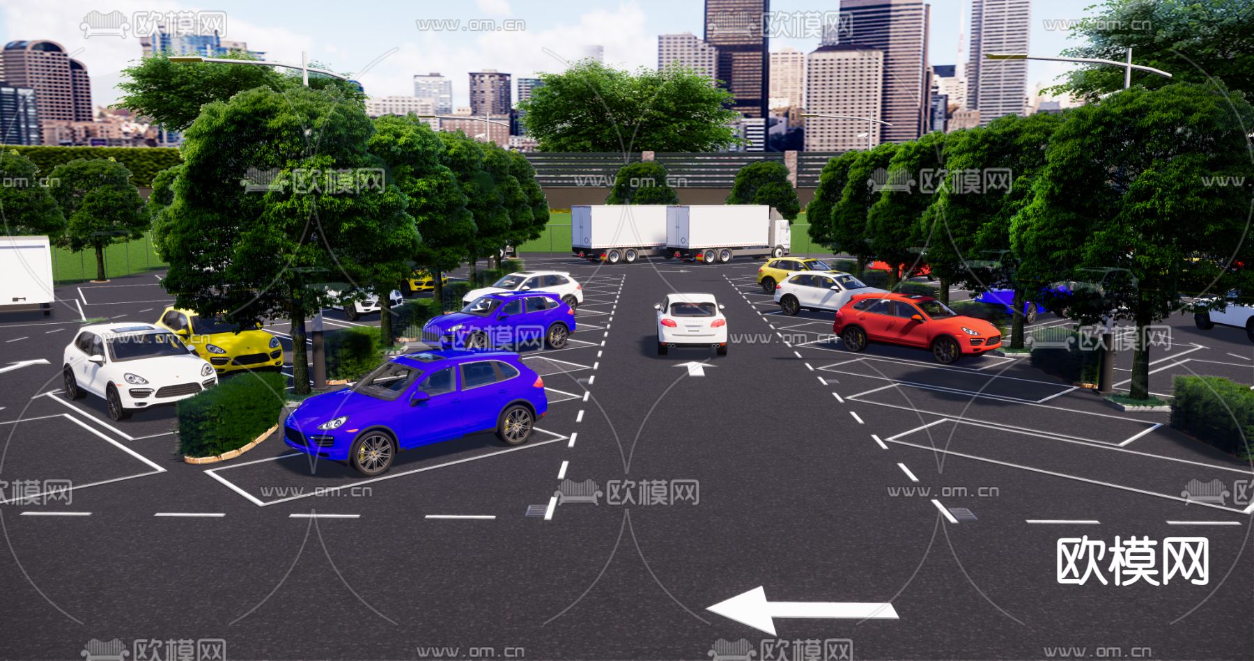 现代停车场su模型下载（渲染图4）