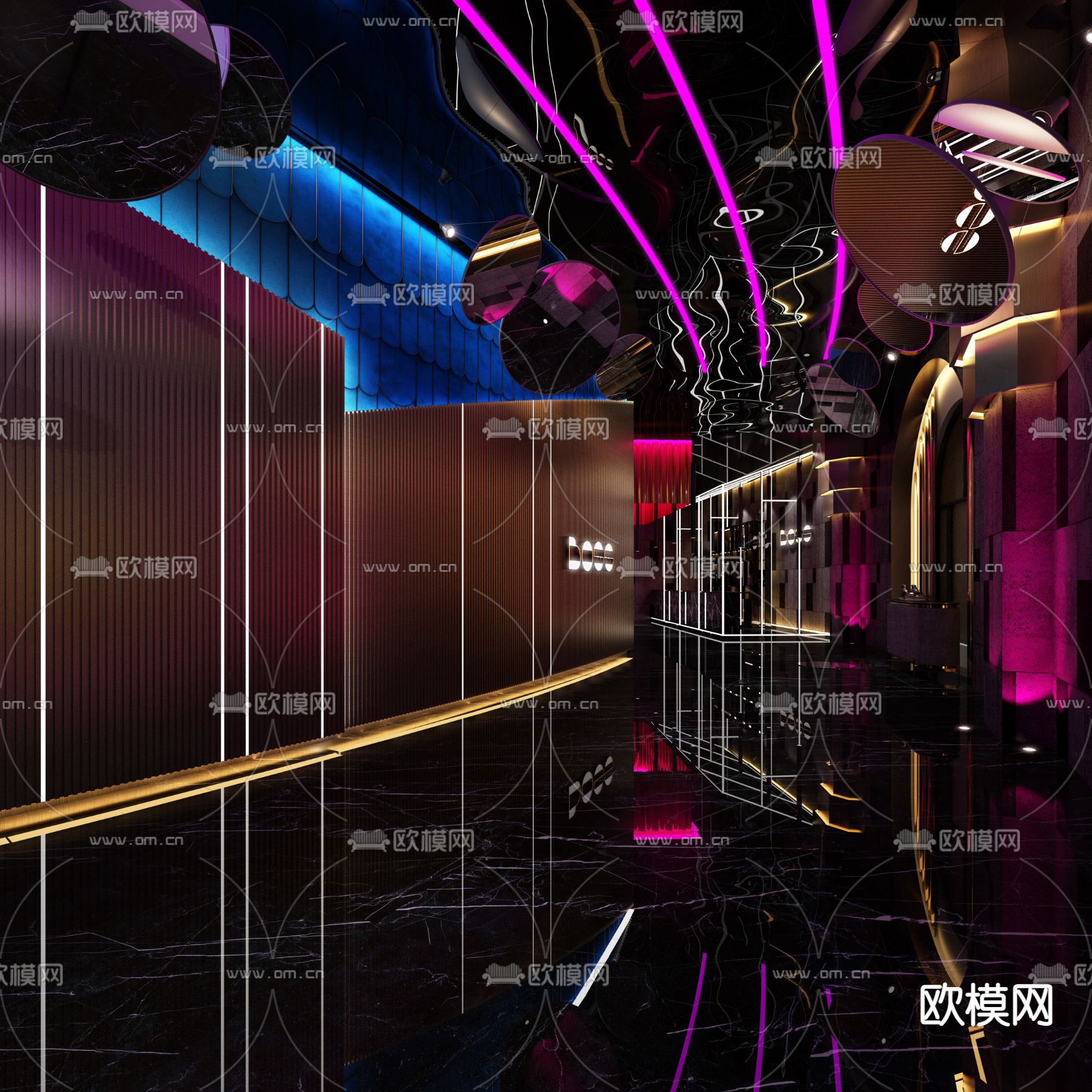 现代KTV走廊过道3d模型下载