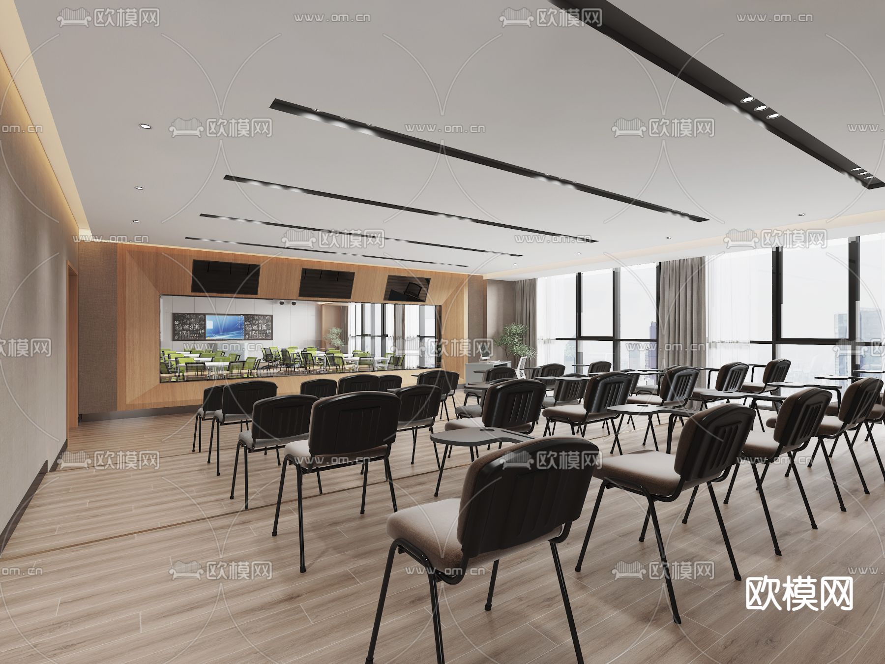 现代培训教室3d模型下载（渲染图3）
