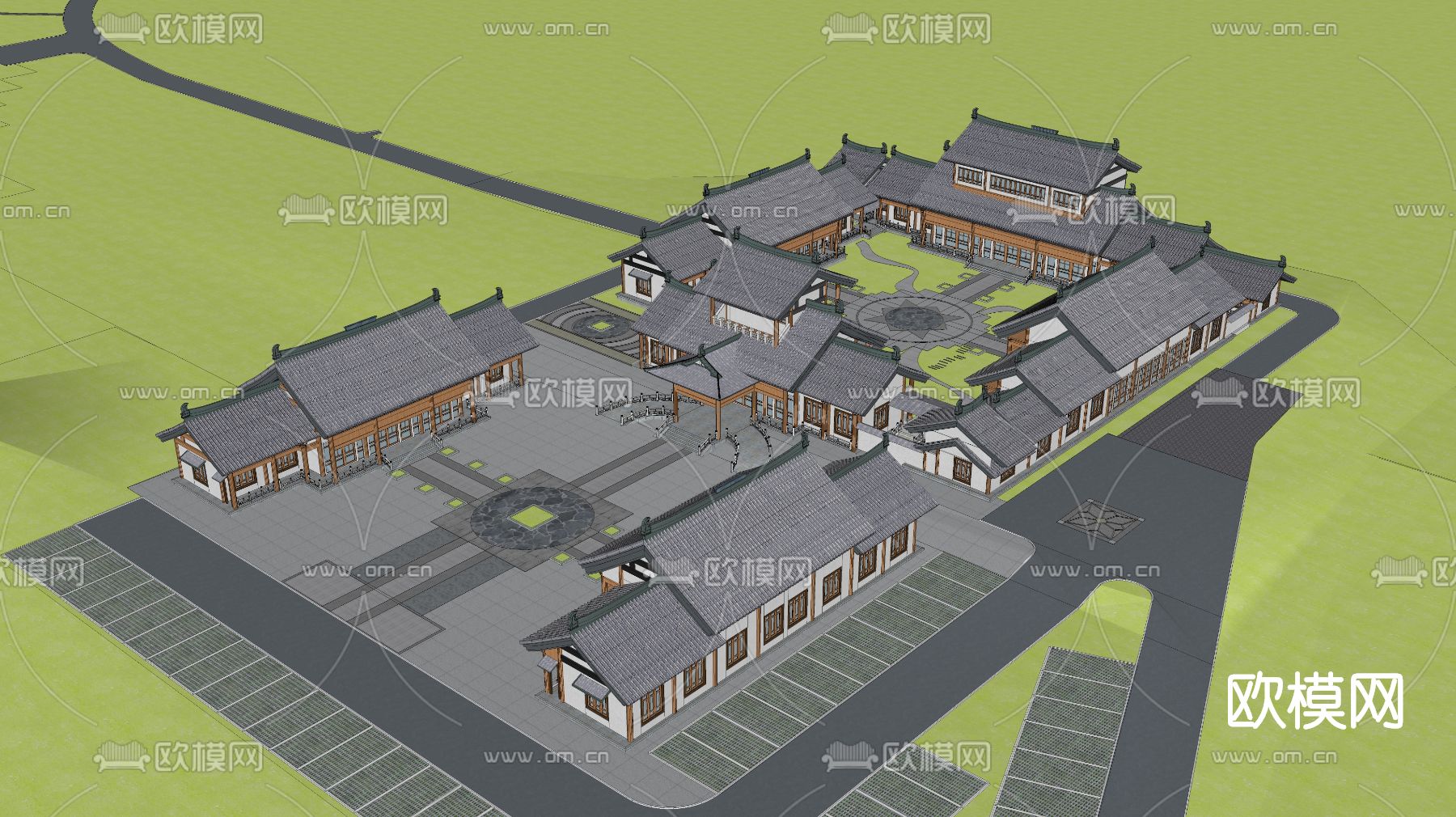中式古建寺庙su模型