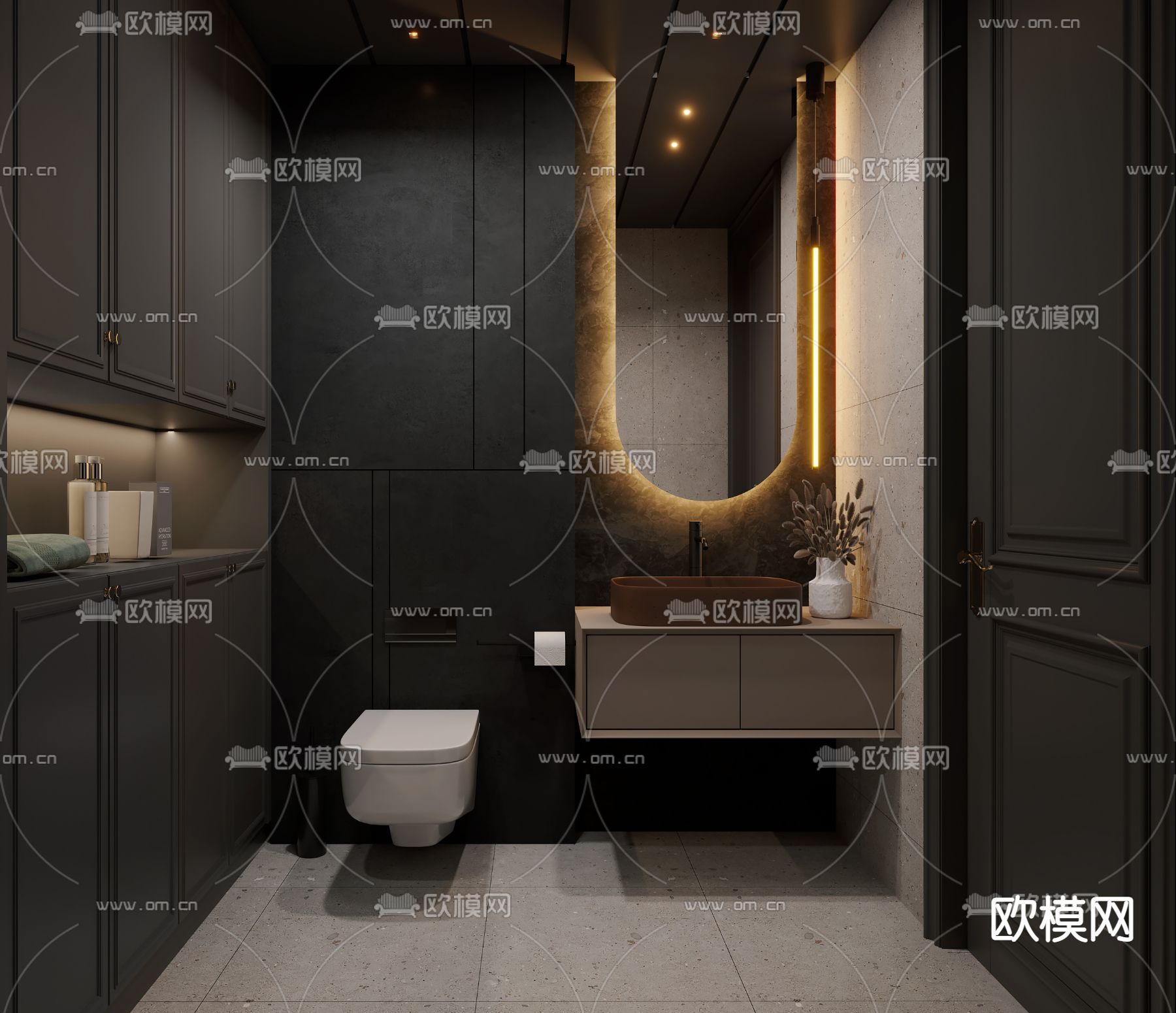 美式高级灰卫生间浴室3d模型