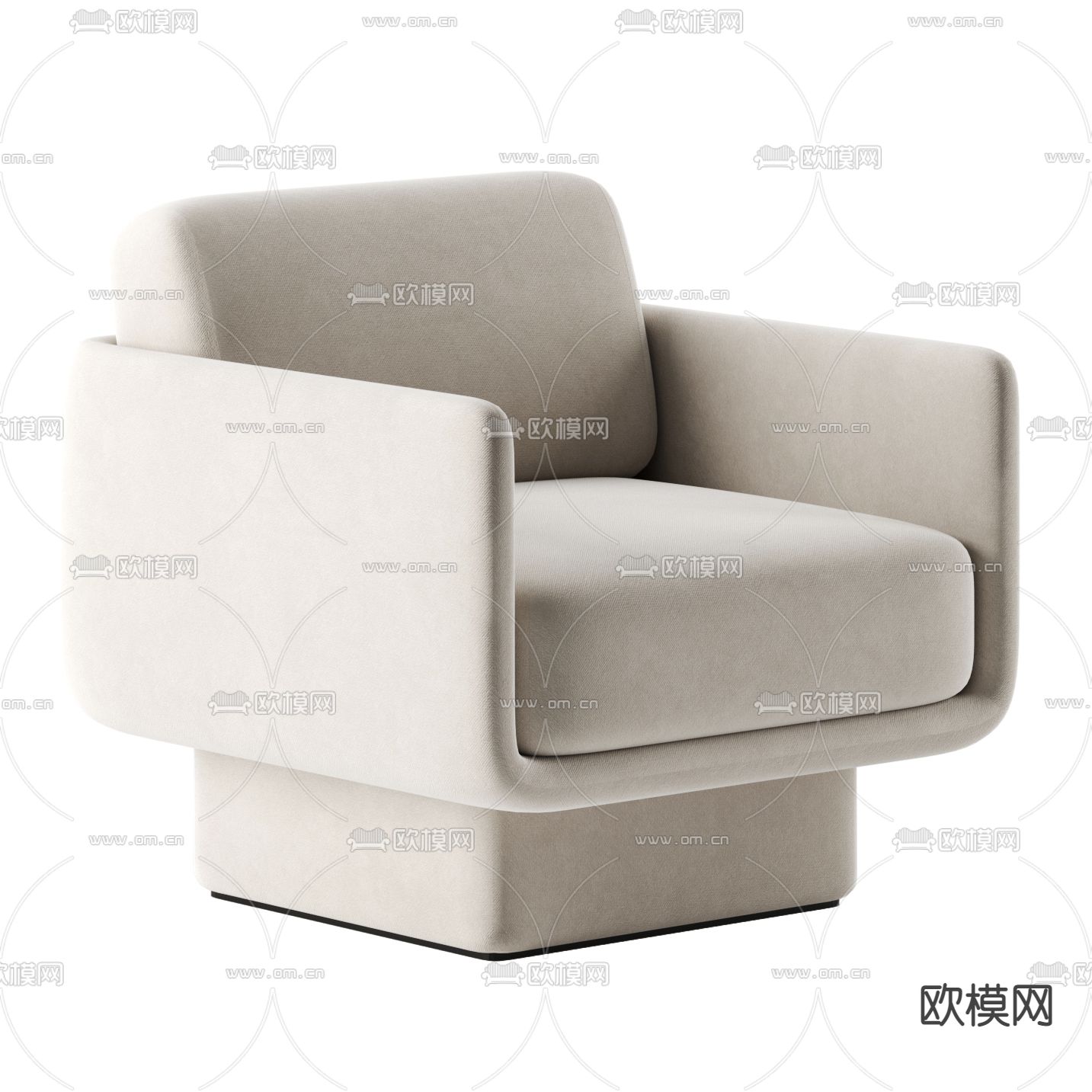 现代绒布单人沙发3d模型