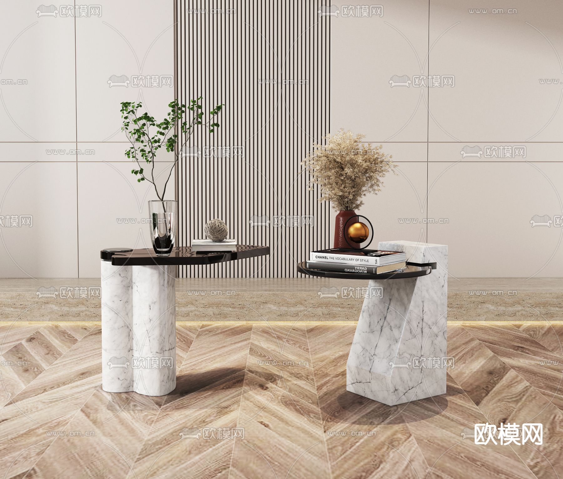 现代大理石边几角几3d模型下载