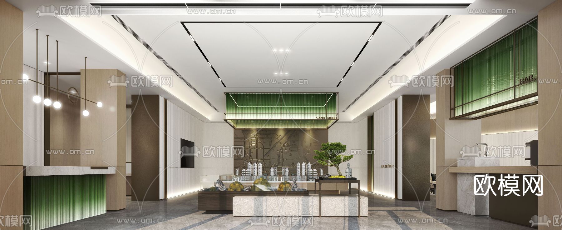 现代售楼处沙盘区3d模型下载（渲染图2）