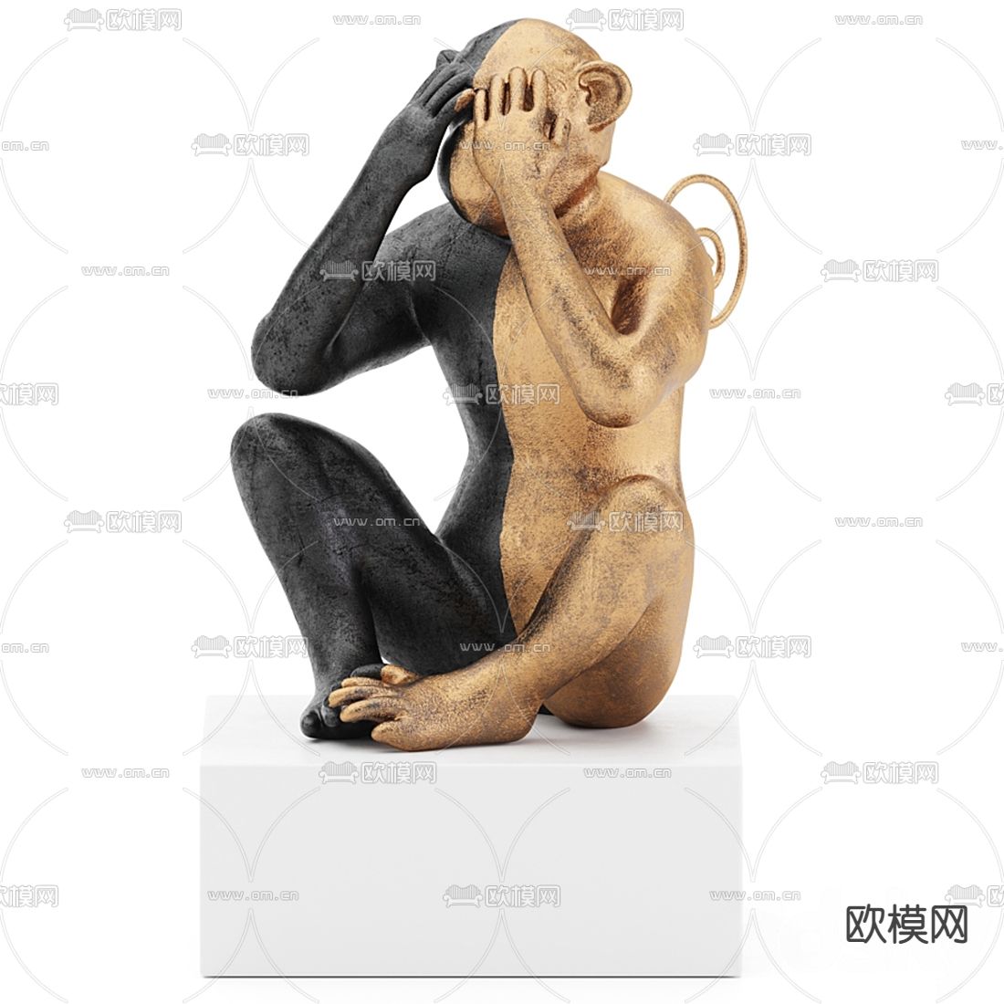 现代猴子雕塑摆件3d模型