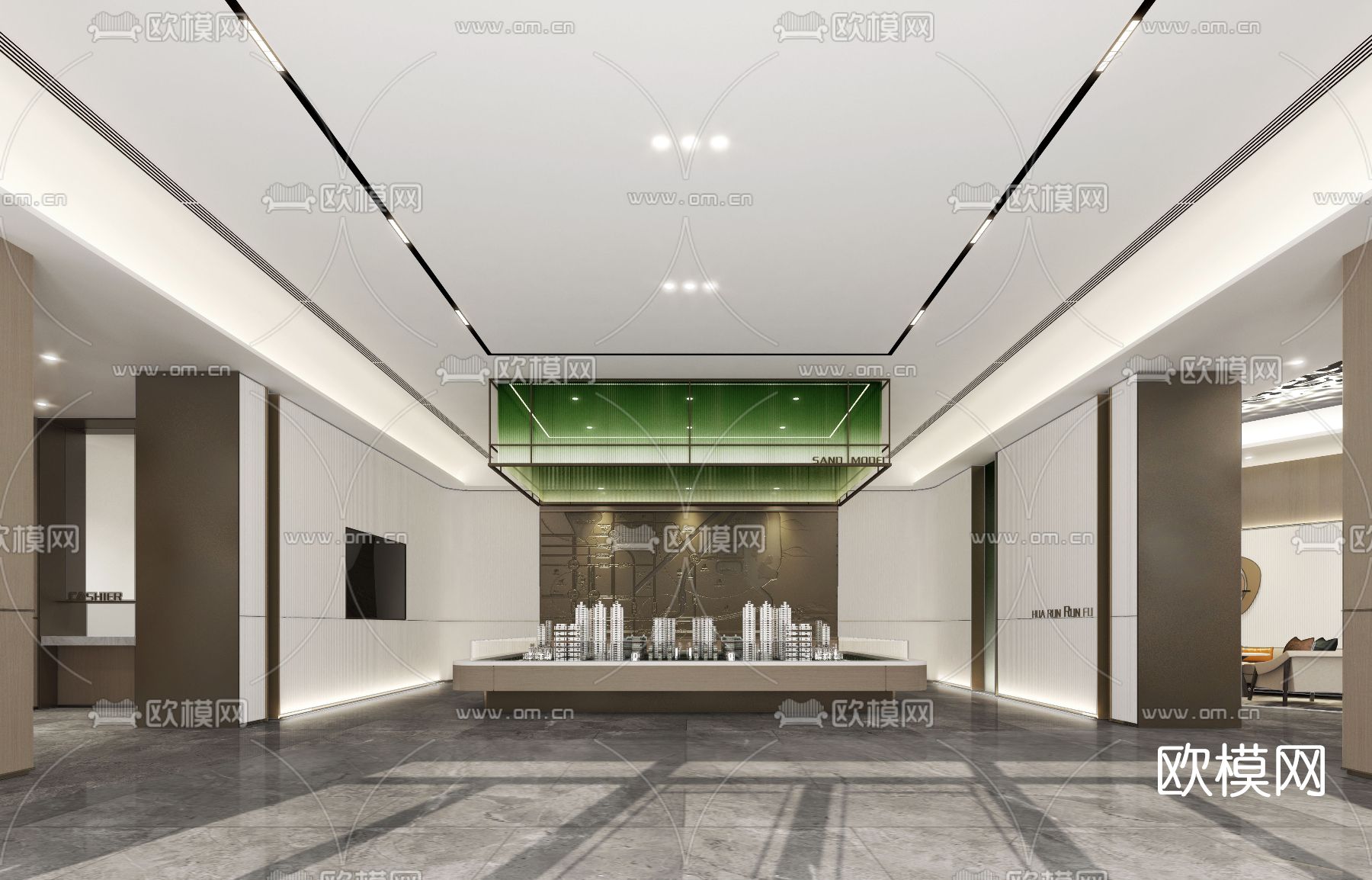 现代售楼处沙盘区3d模型下载（渲染图4）