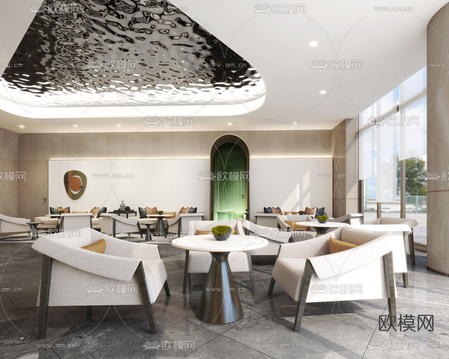 现代售楼处沙盘区3d模型下载（渲染图1）