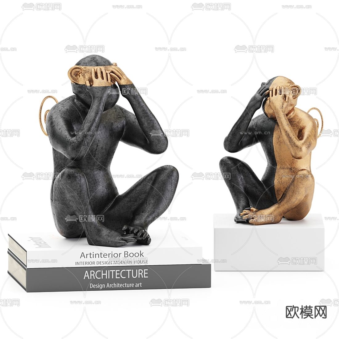 现代猴子雕塑摆件3d模型