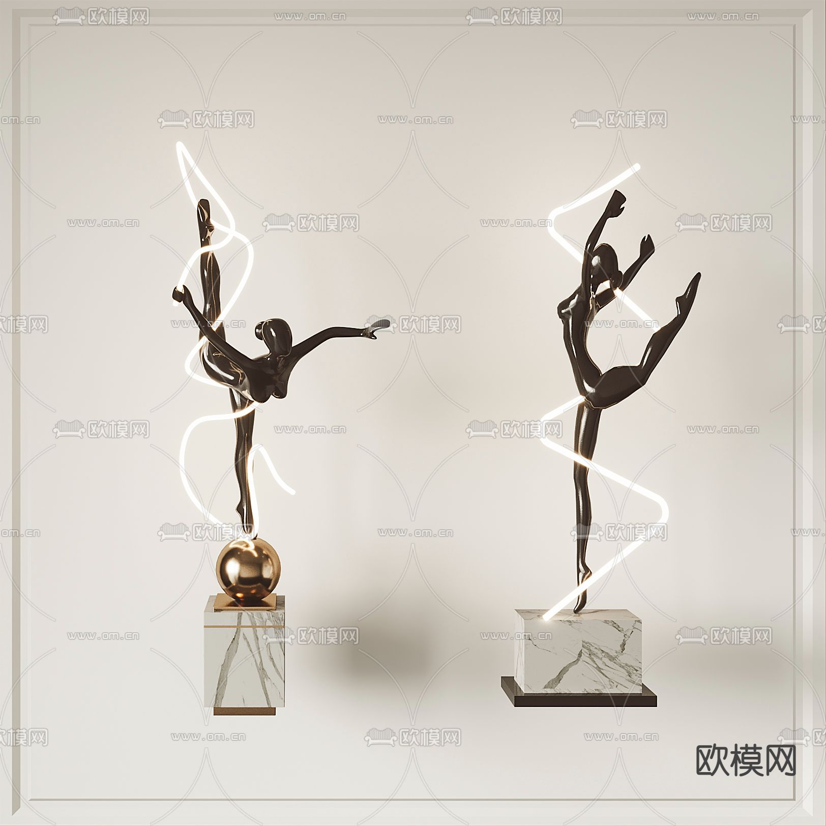 现代人物雕塑摆件3d模型下载