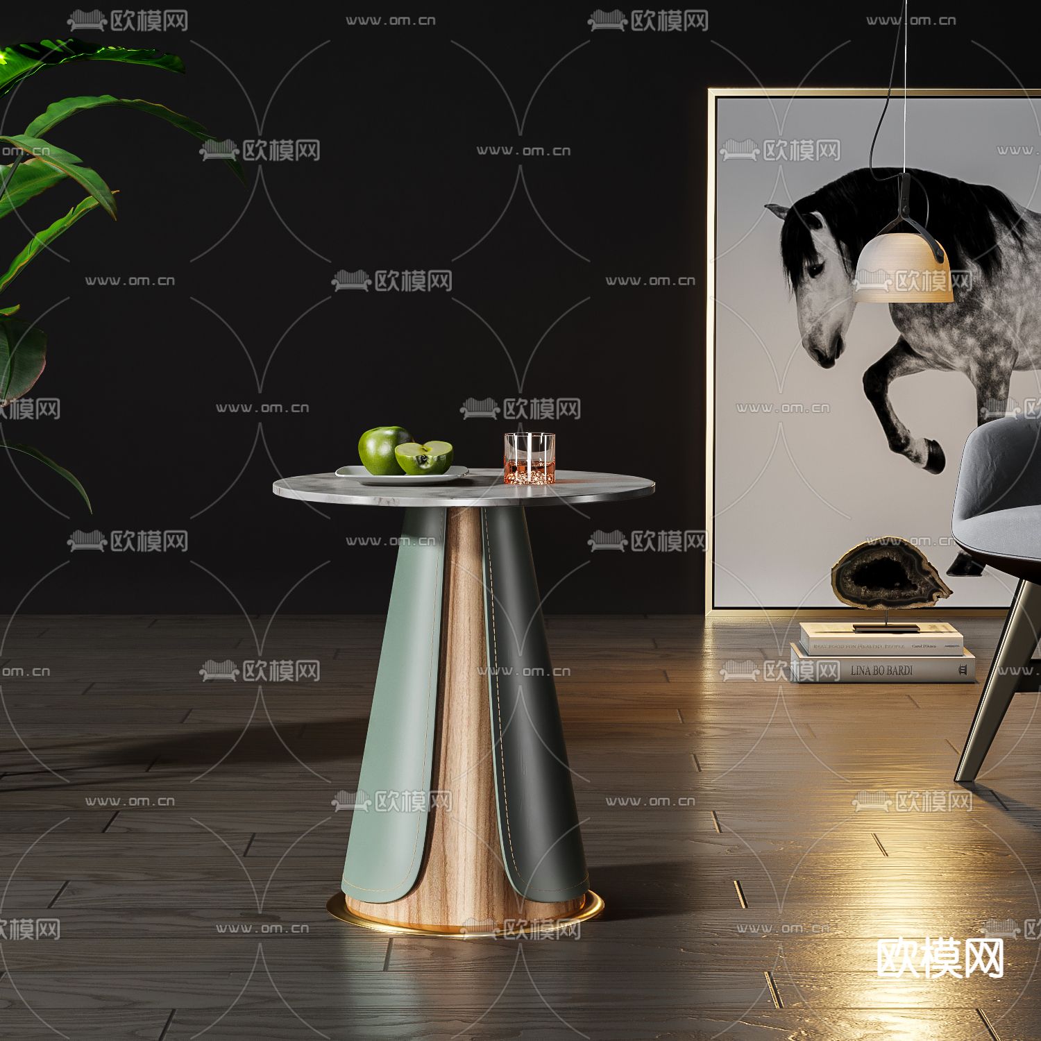 现代边几角几3d模型