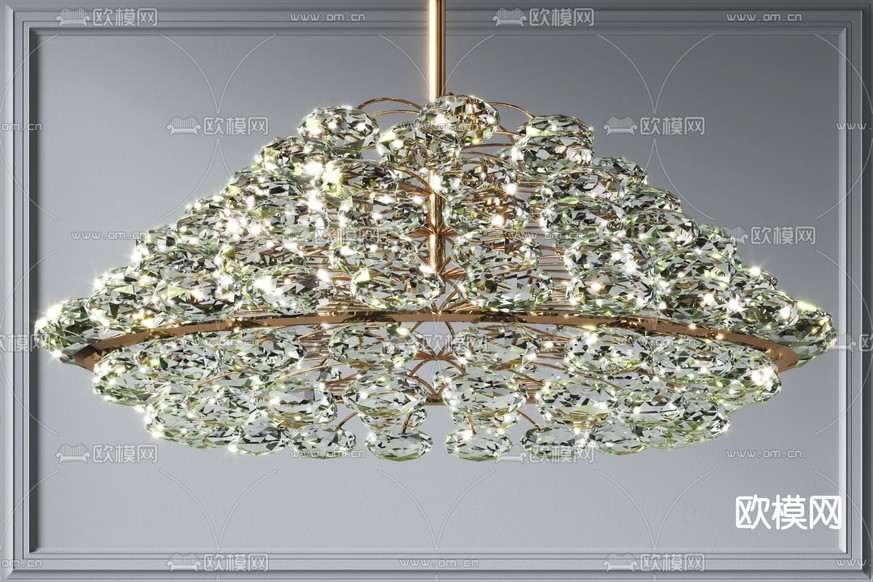 现代水晶多层吊灯3d模型下载