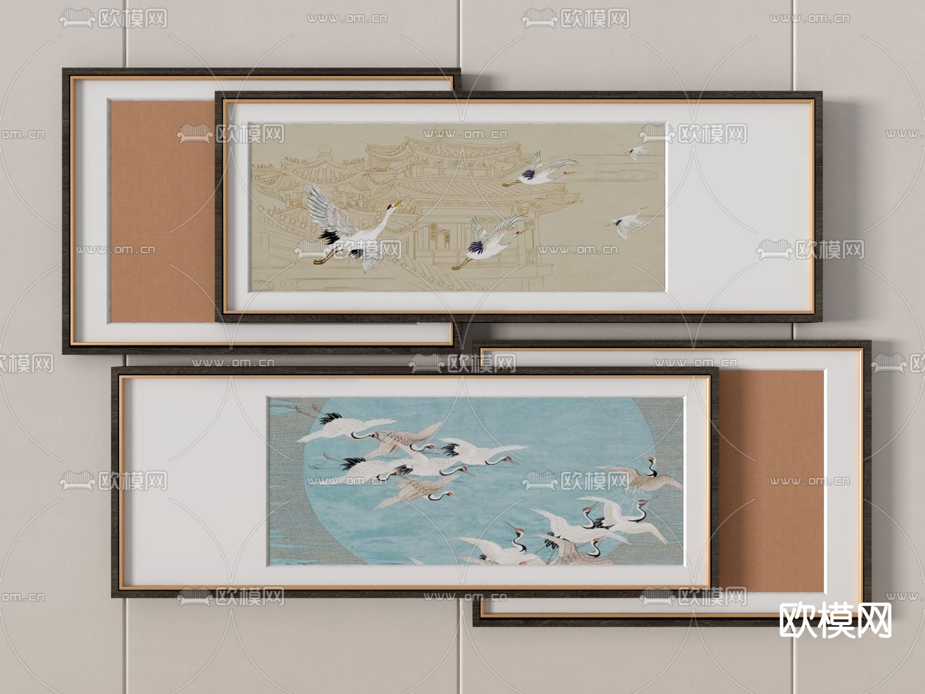 新中式装饰挂画3d模型