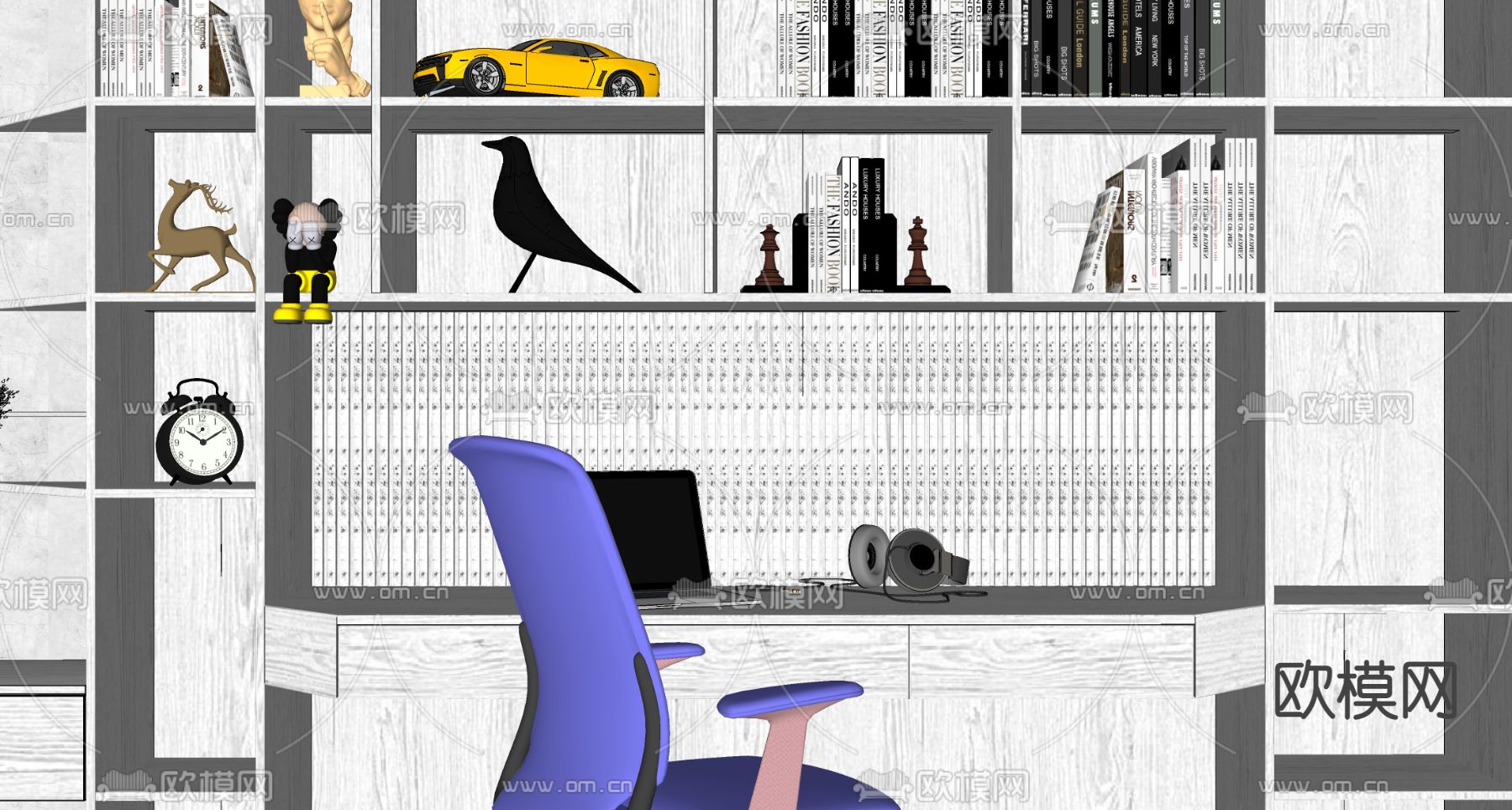 现代卧室su模型下载（渲染图1）