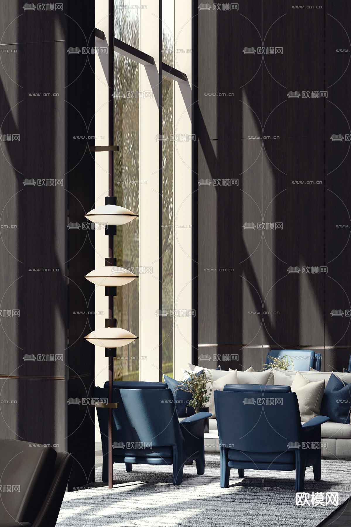 李益中设计 现代售楼处洽谈区3d模型下载（渲染图1）