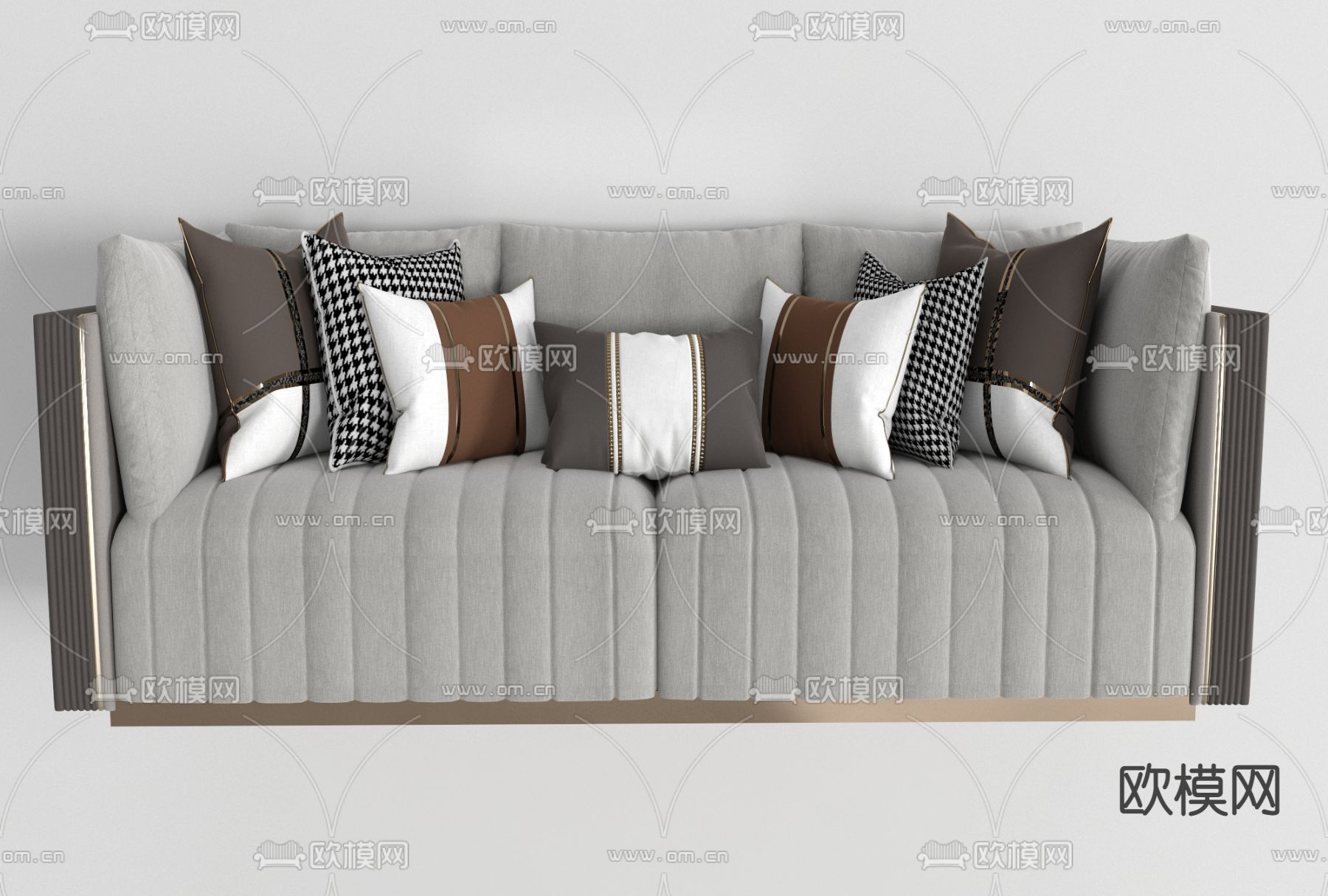 简欧布艺双人沙发免费3d模型下载