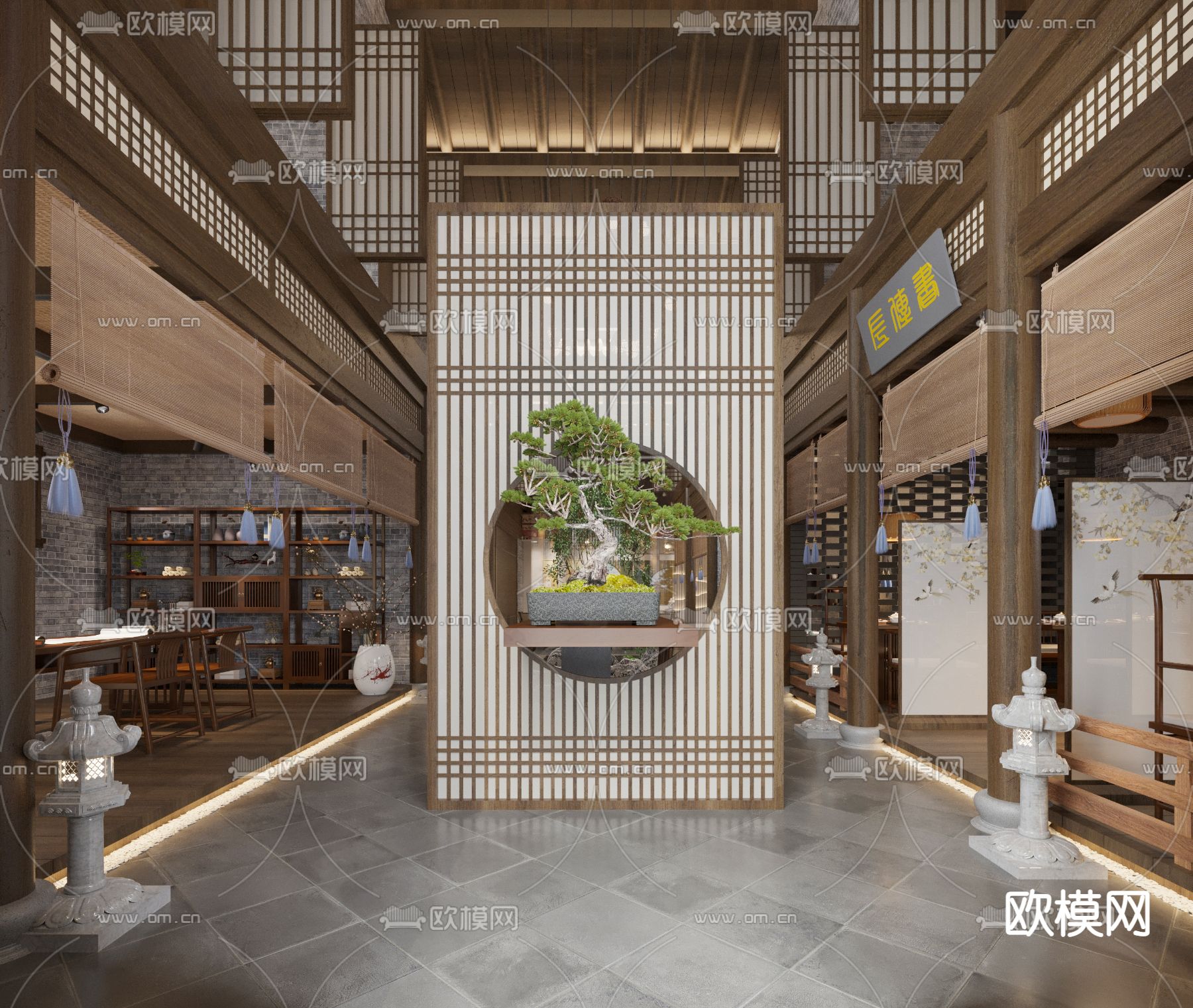 新中式茶馆茶楼3d模型下载（渲染图2）