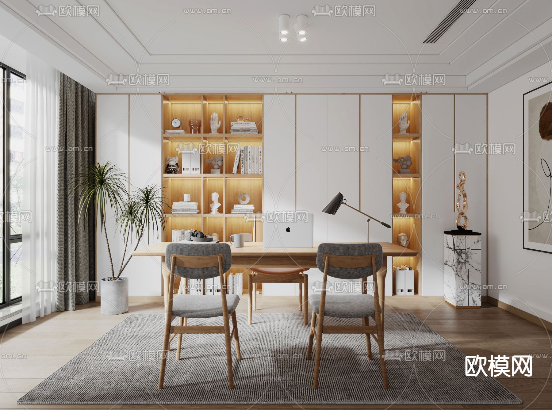 北欧书房3d模型下载