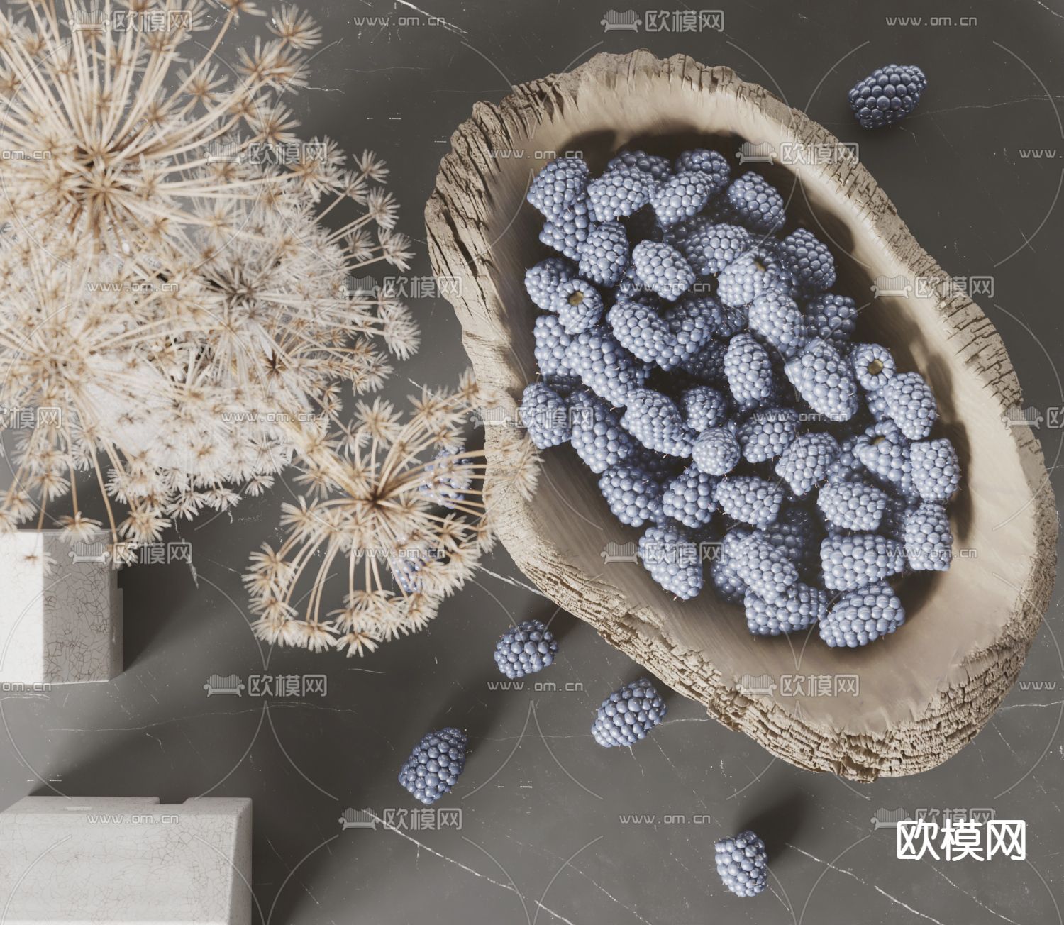 现代水果果盘3d模型