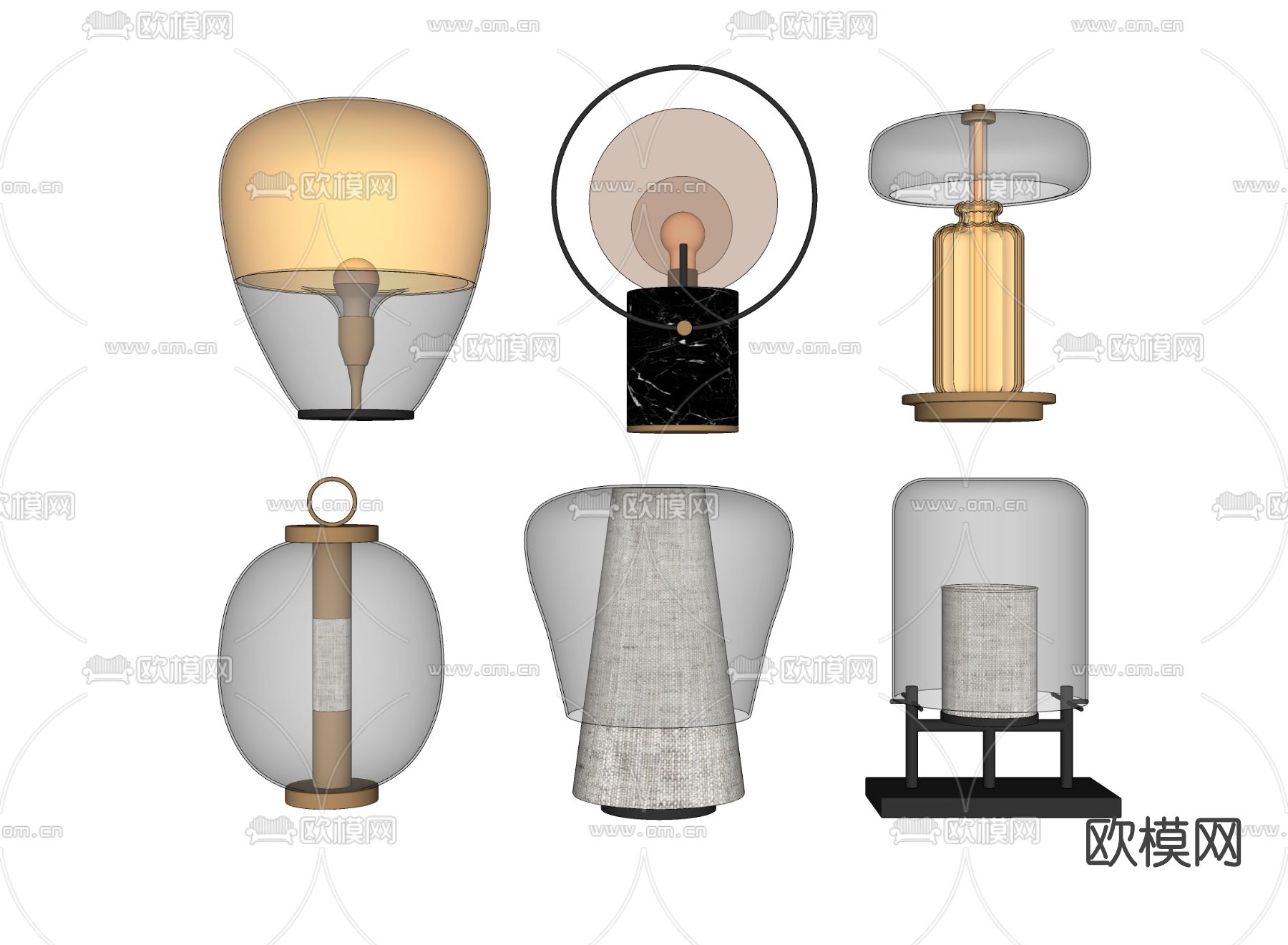 新中式金属台灯su模型下载