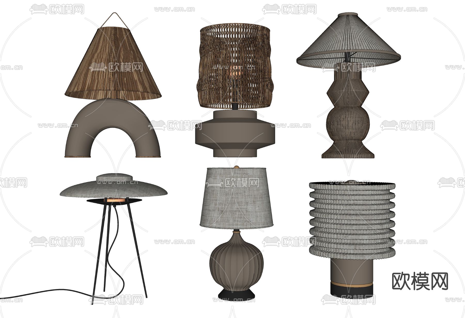 侘寂风台灯su模型下载
