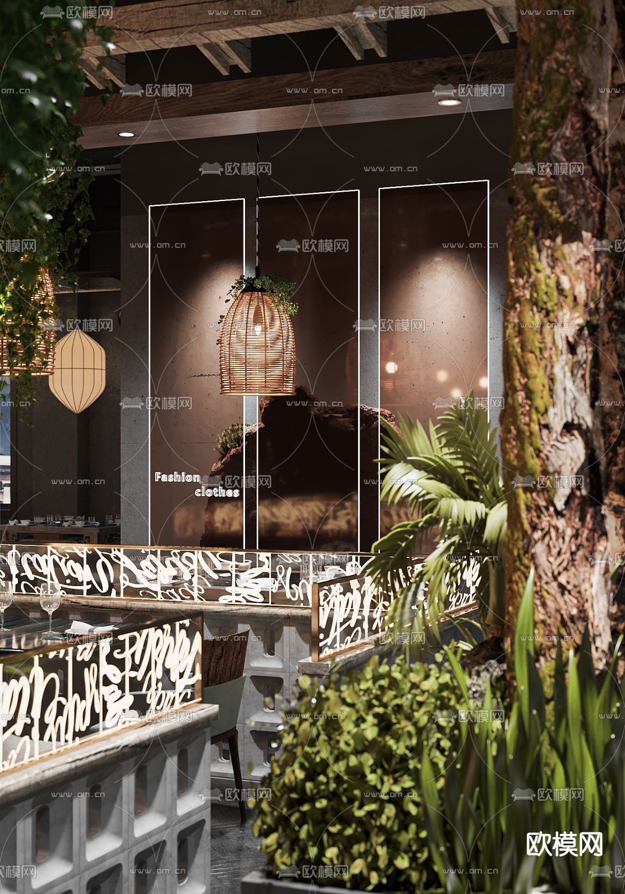 侘寂风火锅店3d模型下载（渲染图5）